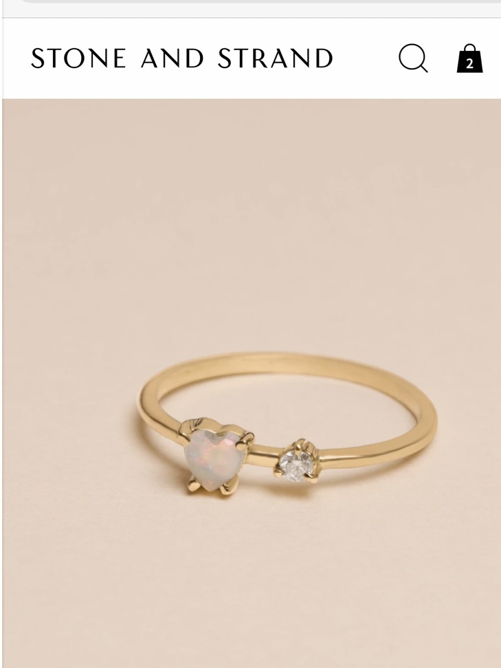 Stone And Strand White Opal Love Ring - Gold Size 5 — image 2 of 8